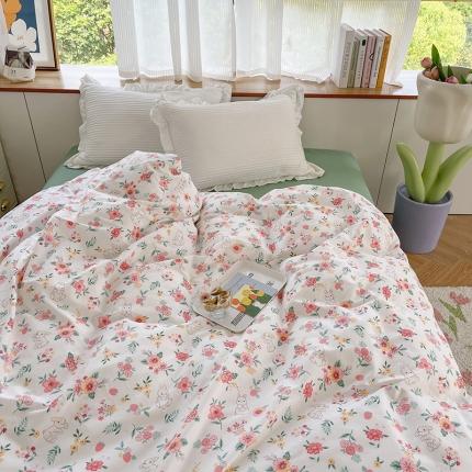 91家纺网 家纺一手货源 找家纺 麦伦 2022新款全棉40支13372纯棉斜纹田园碎花单被套 爱丽丝兔