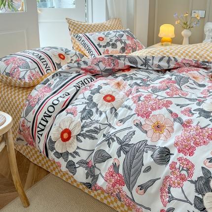 91家纺网 家纺一手货源 找家纺 麦伦 2022新款全棉40支13372纯棉斜纹田园碎花单被套 春见