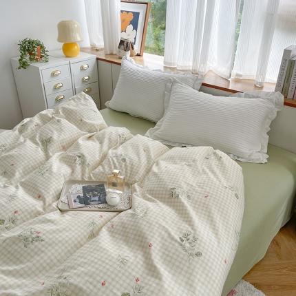 91家纺网 家纺一手货源 找家纺 麦伦 2022新款全棉40支13372纯棉斜纹田园碎花单被套 青青草原