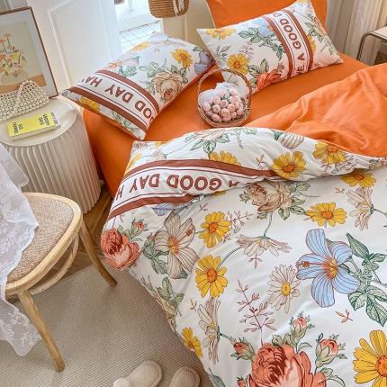 91家纺网 家纺一手货源 找家纺 麦伦 2022新款全棉40支13372纯棉斜纹田园碎花单被套 赛琳