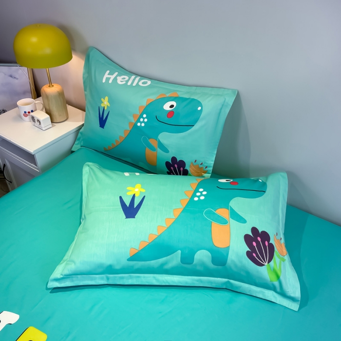 91家纺网 家纺一手货源 找家纺 金爱家 2023新款全棉大版单品 恐龙-绿