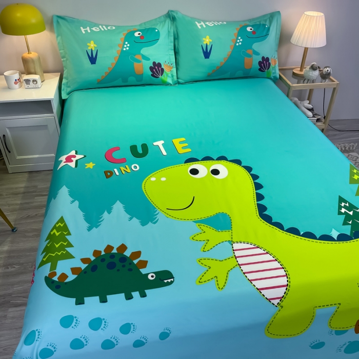 91家纺网 家纺一手货源 找家纺 金爱家 2023新款全棉大版单品 恐龙-绿