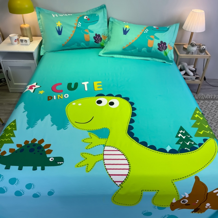 91家纺网 家纺一手货源 找家纺 金爱家 2023新款全棉大版单品 恐龙-绿