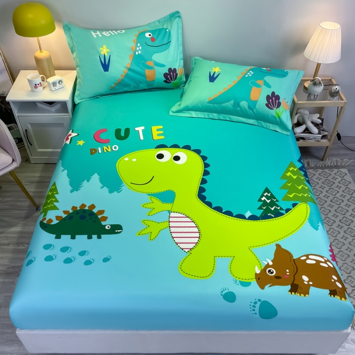 91家纺网 家纺一手货源 找家纺 金爱家 2023新款全棉大版单品 恐龙-绿