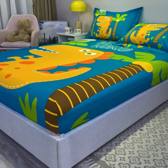 91家纺网 家纺一手货源 找家纺 金爱家 2023新款全棉大版单品 恐龙世界