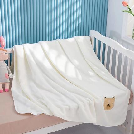 糖豆家纺 2022新款盖毯超柔舒适儿童浴巾童被 米白熊