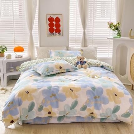 91家纺网 家纺一手货源 找家纺 乐童 全棉网红直播爆款吊边一字绣工艺款四件套（二） 兰若幽香