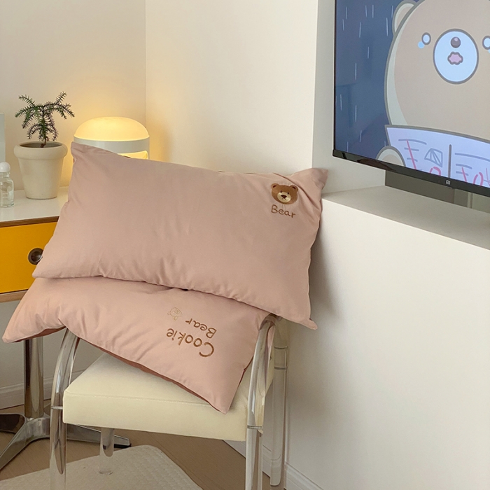 91家纺网 家纺一手货源 找家纺 沐棉 2022新款13376全棉刺绣四件套 饼干熊-咖