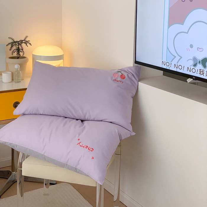 91家纺网 家纺一手货源 找家纺 沐棉 2022新款13376全棉刺绣四件套 樱桃-紫