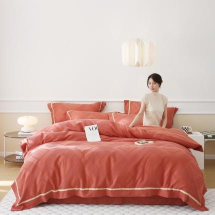 艾莱2022新款华夫格全棉水洗棉四件套-卡诺凡卡诺凡-海棠红