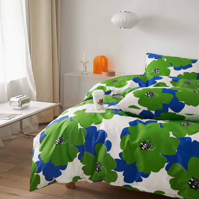 91家纺网 家纺一手货源 找家纺 怡家居 2022新款全棉印花四件套第七批 绿日长夏