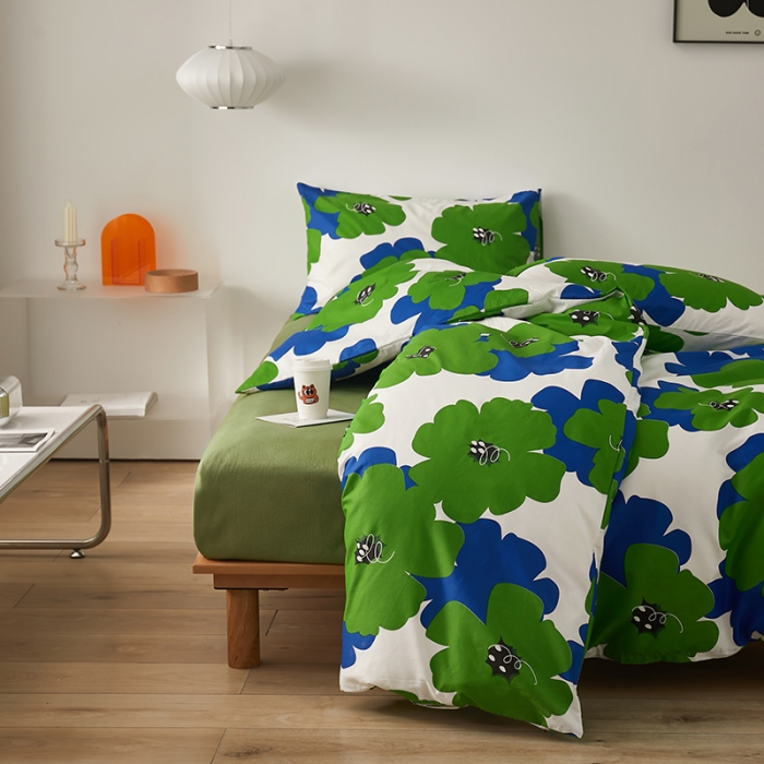 91家纺网 家纺一手货源 找家纺 怡家居 2022新款全棉印花四件套第七批 绿日长夏