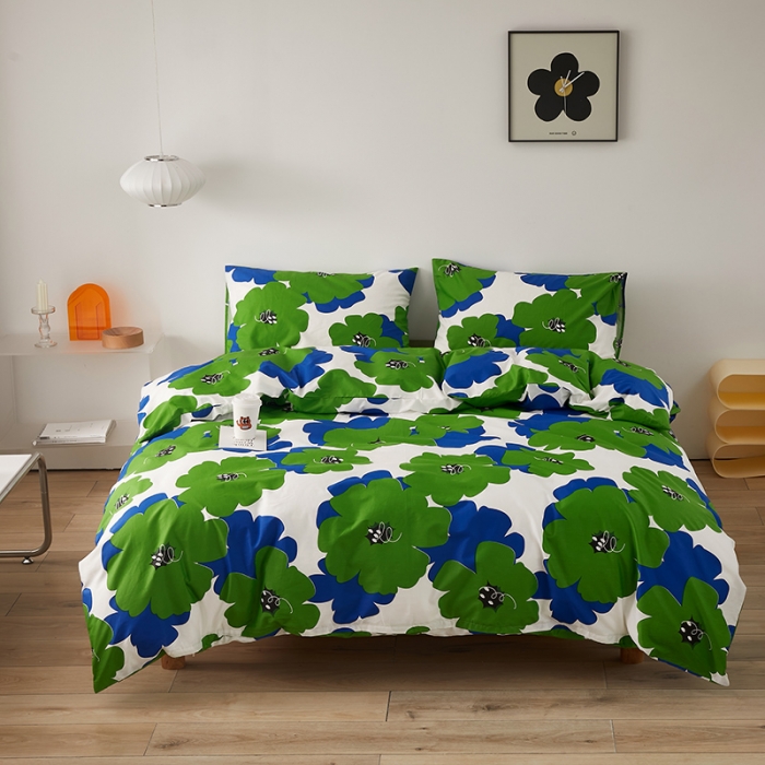 91家纺网 家纺一手货源 找家纺 怡家居 2022新款全棉印花四件套第七批 绿日长夏