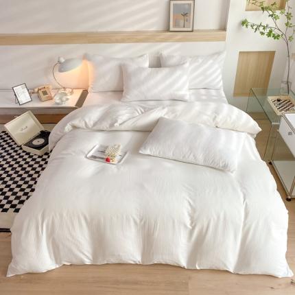 91家纺网 家纺一手货源 找家纺 慕澄家纺 2022新款华夫格简约款泡泡四件套 奶白色