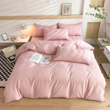 91家纺网 家纺一手货源 找家纺 慕澄家纺 2022新款华夫格简约款泡泡四件套 浅豆沙