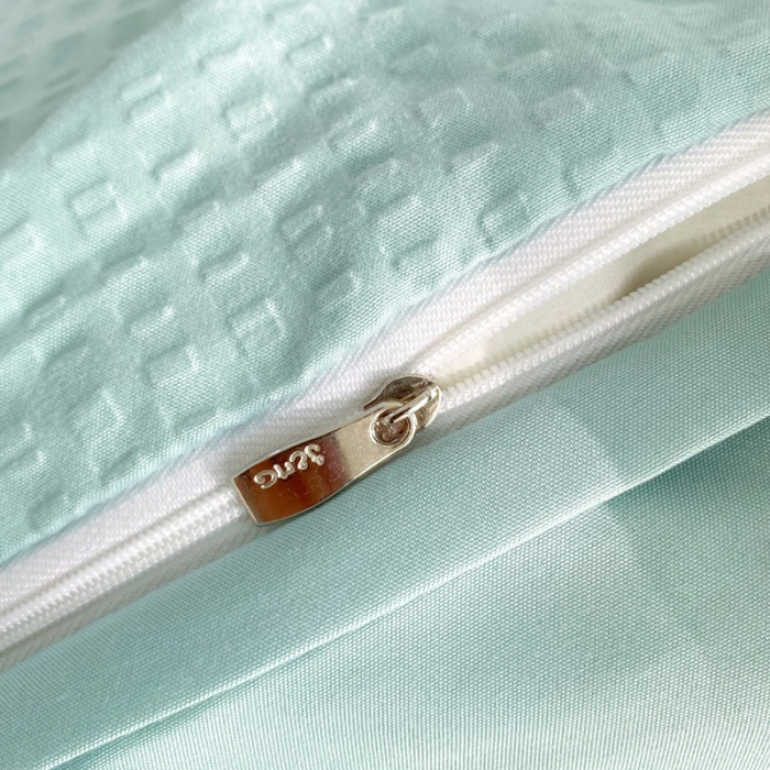 91家纺网 家纺一手货源 找家纺 慕澄家纺 2022新款华夫格简约款泡泡四件套 湖水绿