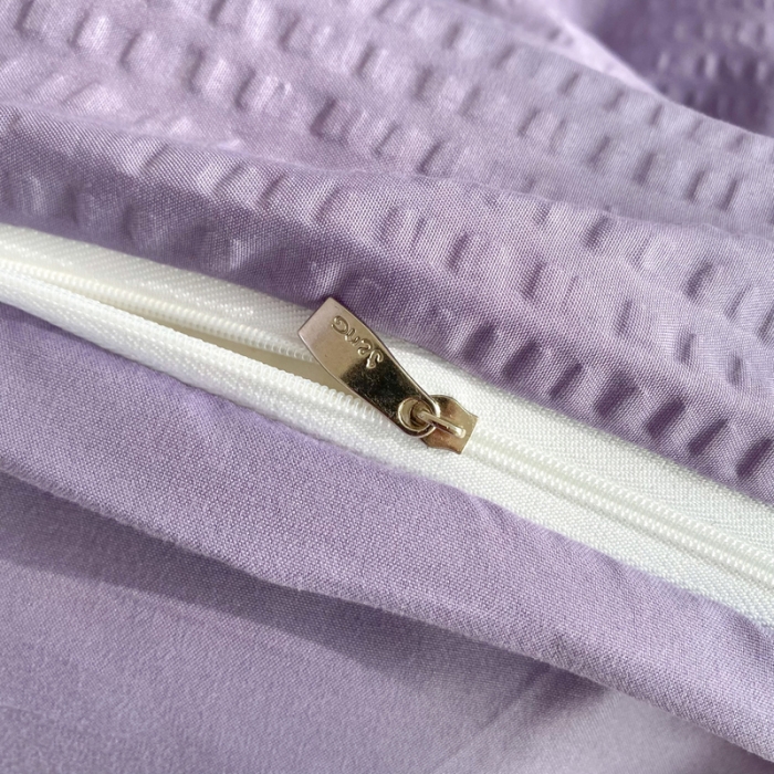 91家纺网 家纺一手货源 找家纺 慕澄家纺 2022新款华夫格简约款泡泡四件套 魅惑紫