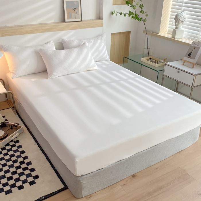 91家纺网 家纺一手货源 找家纺 慕澄家纺 2022新款华夫格简约款泡泡四件套 奶白色