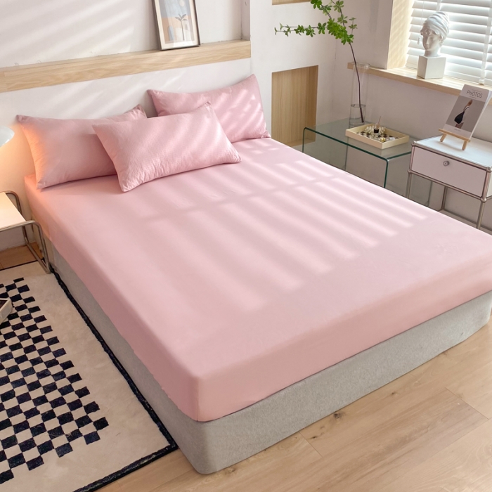 91家纺网 家纺一手货源 找家纺 慕澄家纺 2022新款华夫格简约款泡泡四件套 浅豆沙