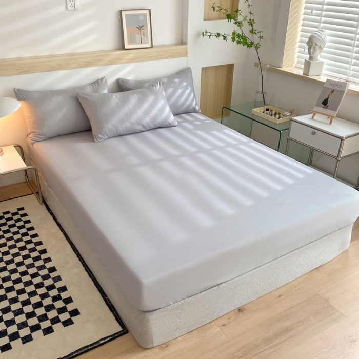 91家纺网 家纺一手货源 找家纺 慕澄家纺 2022新款华夫格简约款泡泡四件套 情调灰