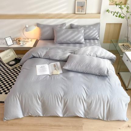 慕澄家纺 2022新款华夫格简约款泡泡四件套 情调灰