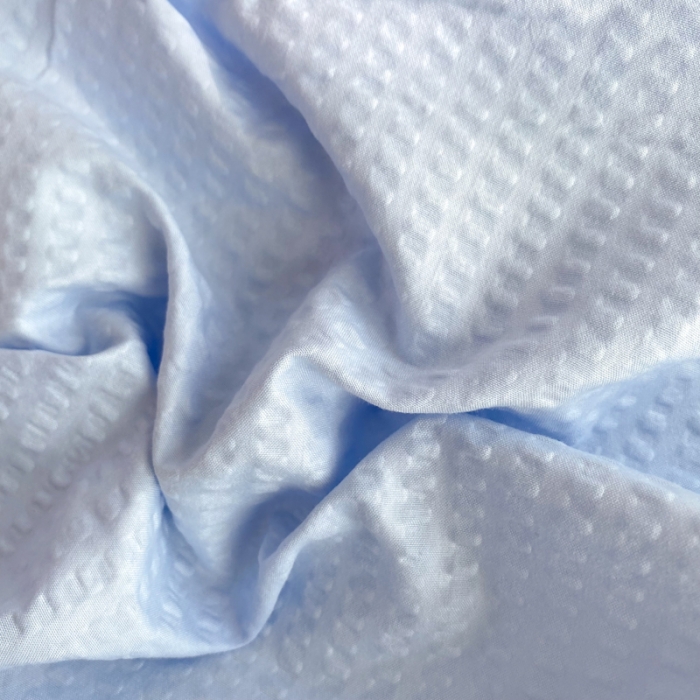 91家纺网 家纺一手货源 找家纺 慕澄家纺 2022新款华夫格简约款泡泡四件套 天空蓝