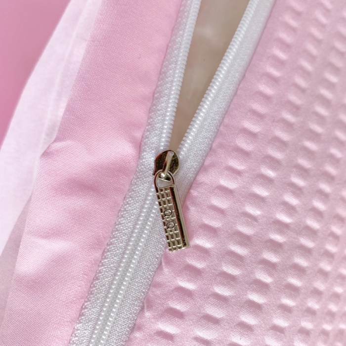 91家纺网 家纺一手货源 找家纺 慕澄家纺 2022新款华夫格简约款泡泡四件套 樱花粉