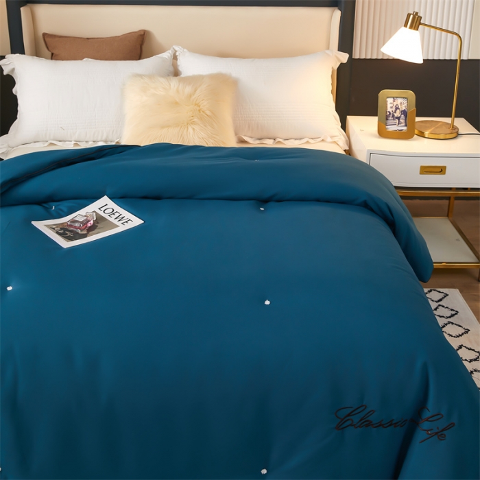 91家纺网 家纺一手货源 找家纺 洛卡棉蚕丝夏被纯手工被子被芯冬被春秋被夏被 温馨蓝