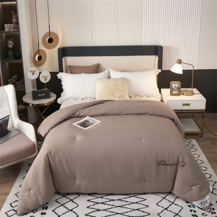 91家纺网 家纺一手货源 找家纺 洛卡棉蚕丝夏被纯手工被子被芯冬被春秋被夏被 温馨灰