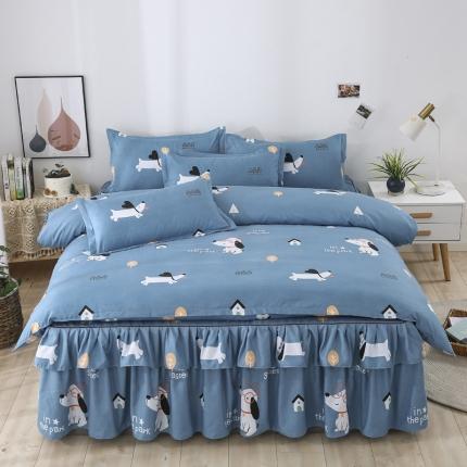 91家纺网 家纺一手货源 找家纺 （总）代芙 2023新款加厚磨毛双边床裙四件套