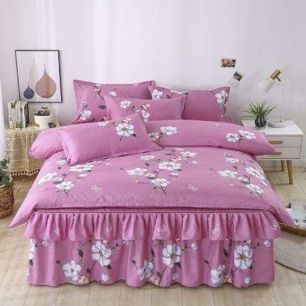 91家纺网 家纺一手货源 找家纺 （总）代芙 2023新款加厚磨毛双边床裙四件套