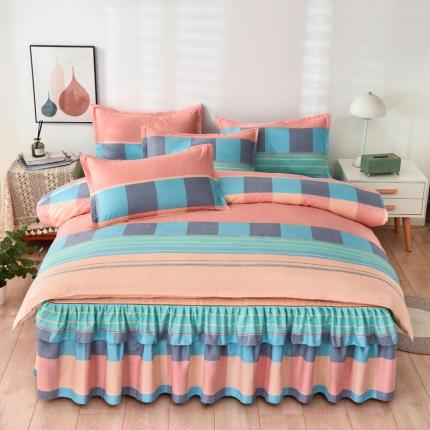 91家纺网 家纺一手货源 找家纺 （总）代芙 2023新款加厚磨毛双边床裙四件套