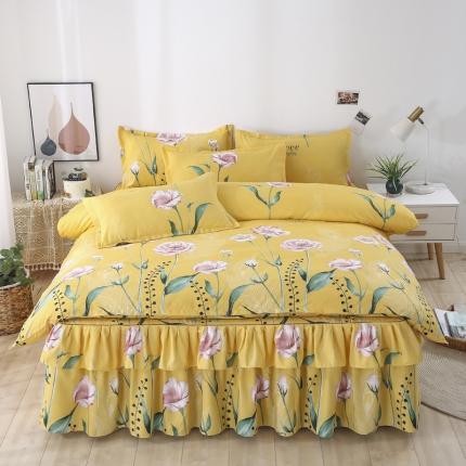 91家纺网 家纺一手货源 找家纺 （总）代芙 2023新款加厚磨毛双边床裙四件套