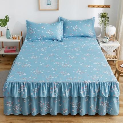 91家纺网 家纺一手货源 找家纺 代芙 2022新款加厚磨毛双边床裙单品三件套 繁花点点