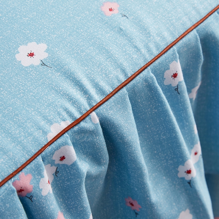 91家纺网 家纺一手货源 找家纺 代芙 2022新款加厚磨毛双边床裙单品三件套 繁花点点