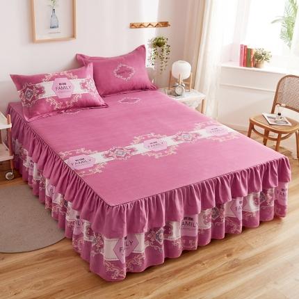 91家纺网 家纺一手货源 找家纺 代芙 2022新款加厚磨毛双边床裙单品三件套 芳华风韵