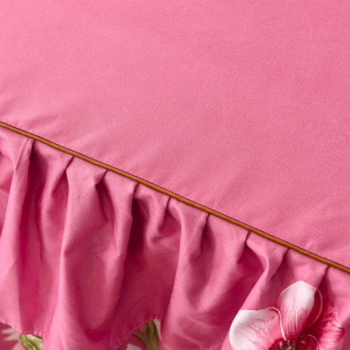 91家纺网 家纺一手货源 找家纺 代芙 2022新款加厚磨毛双边床裙四件套 爱莎花园