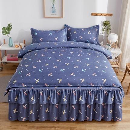 91家纺网 家纺一手货源 找家纺 代芙 2022新款加厚磨毛双边床裙四件套 爱尚几何