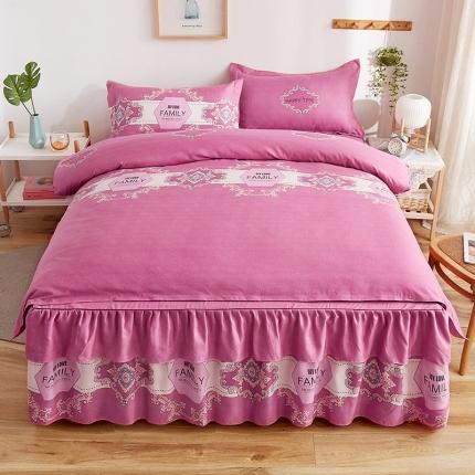 91家纺网 家纺一手货源 找家纺 代芙 2022新款加厚磨毛双边床裙四件套 芳华风韵