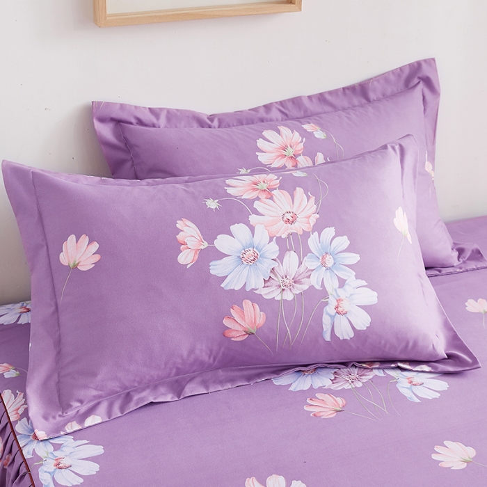 91家纺网 家纺一手货源 找家纺 代芙 2022新款加厚磨毛双边床裙四件套 花季飘香