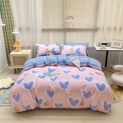 金丝鸟家纺 2022新款全棉四件套 小桃心