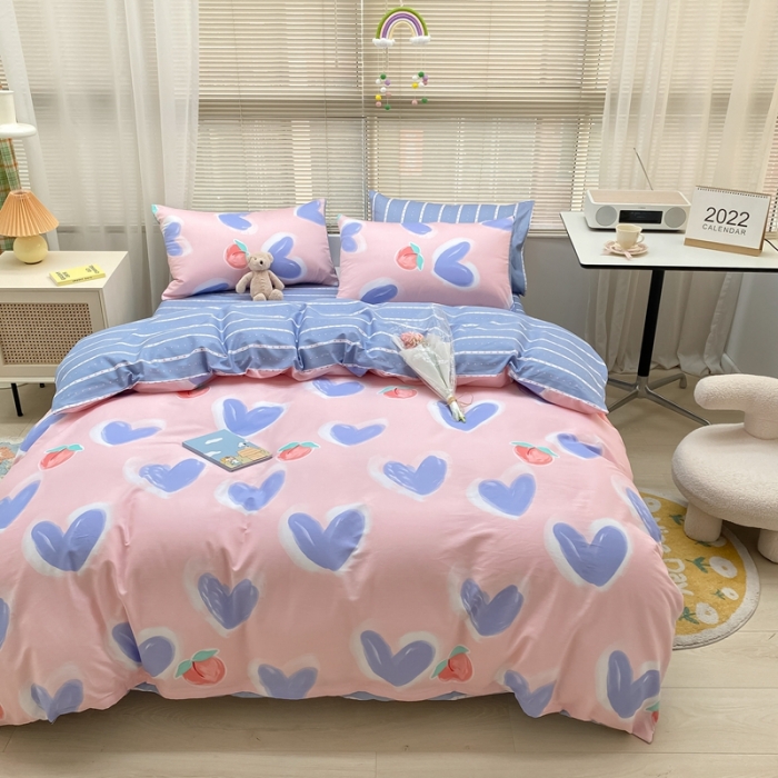 91家纺网 家纺一手货源 找家纺 金丝鸟家纺 2022新款全棉四件套 小桃心