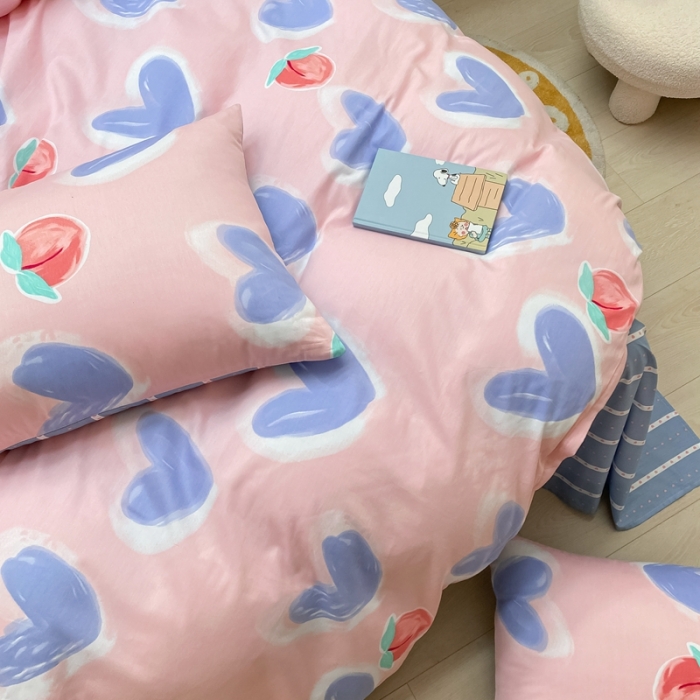 91家纺网 家纺一手货源 找家纺 金丝鸟家纺 2022新款全棉四件套 小桃心