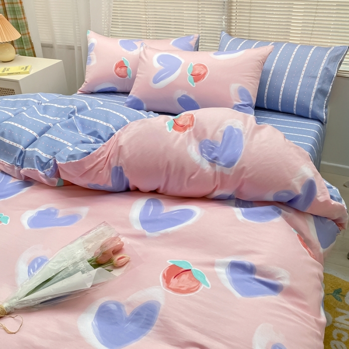 91家纺网 家纺一手货源 找家纺 金丝鸟家纺 2022新款全棉四件套 小桃心