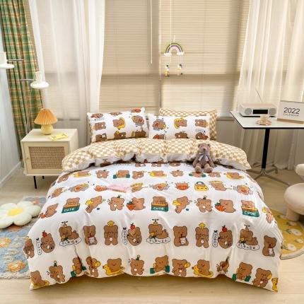 金丝鸟家纺 2022新款全棉四件套 小熊熊