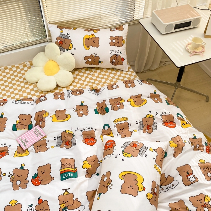 91家纺网 家纺一手货源 找家纺 金丝鸟家纺 2022新款全棉四件套 小熊熊