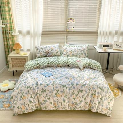 91家纺网 家纺一手货源 找家纺 金丝鸟家纺 2022新款全棉四件套 早安兔兔