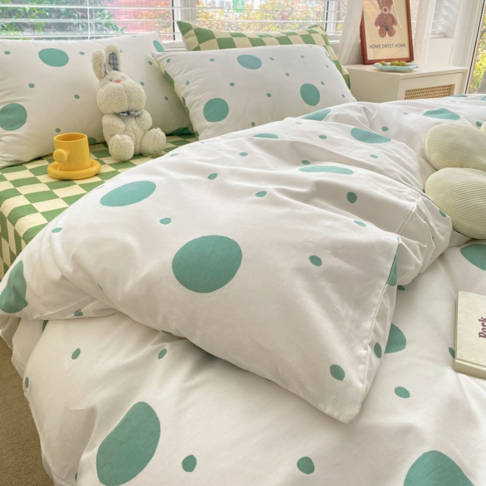 91家纺网 家纺一手货源 找家纺 金丝鸟家纺 2022新款全棉四件套 气泡绿