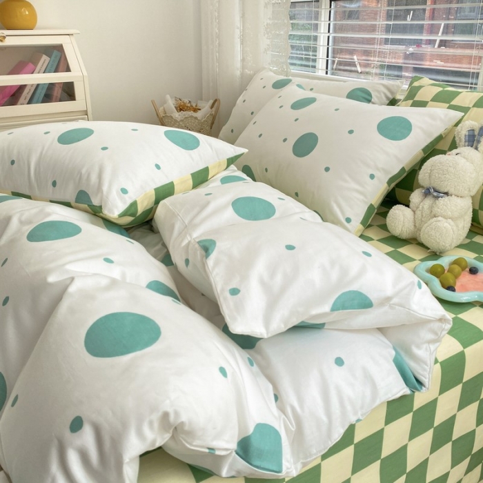 91家纺网 家纺一手货源 找家纺 金丝鸟家纺 2022新款全棉四件套 气泡绿