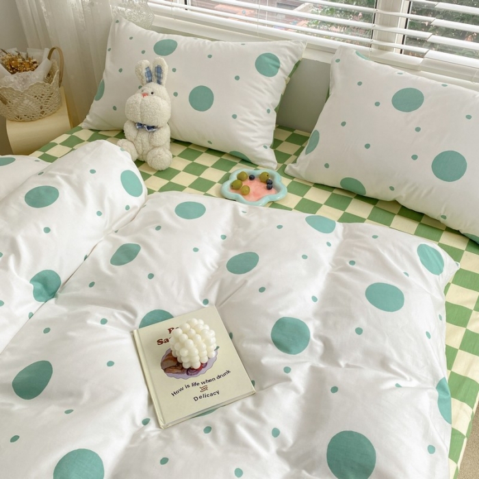 91家纺网 家纺一手货源 找家纺 金丝鸟家纺 2022新款全棉四件套 气泡绿